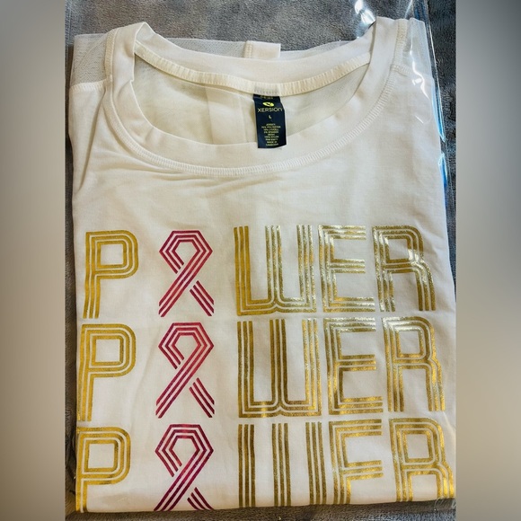 NWT Breast Cancer Awareness T-shirt “POWER”. W/Gold & Pink Metallic Lettering - Picture 8 of 8